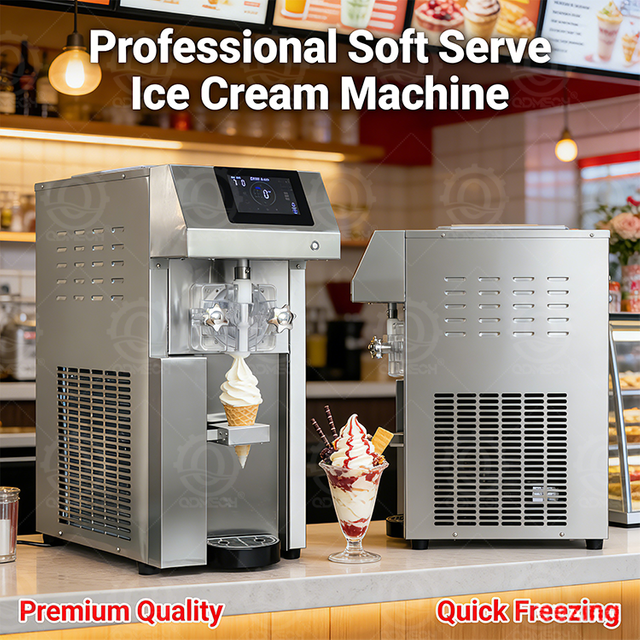 M&aacute;quina autom&aacute;tica de sorvete macio de a&ccedil;o inoxid&aacute;vel com compressor importado
